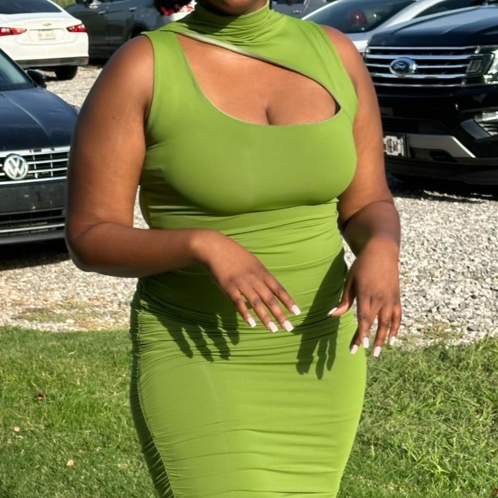 bebe Lime Green Cutout Midi Dress